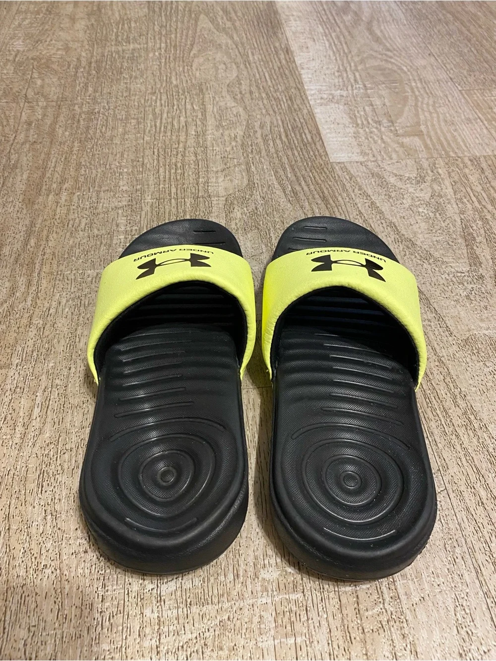 Under Armour Kids Neon Yellow and Black Slide Sandals